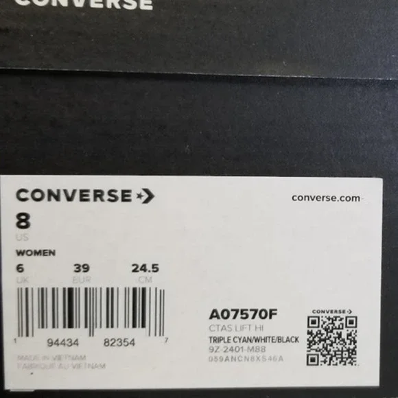 Converse CTAS Lift Hi Tops Brand New Women Size 8 Cyan A07570F NWT - Picture 7 of 7